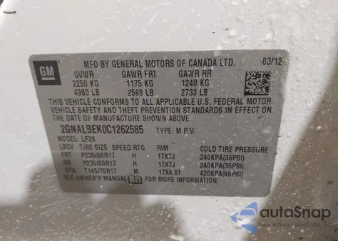 2012 Chevrolet Equinox Ls из США, поврежденный, VIN 2GNALBEK0C1262585